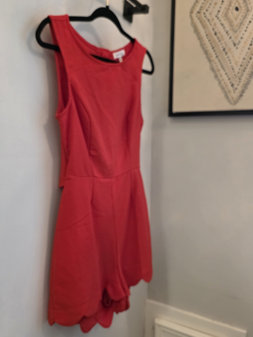 Monteau Los Angeles Boutique Red Sleeveless Scallop Hem Romper - Women